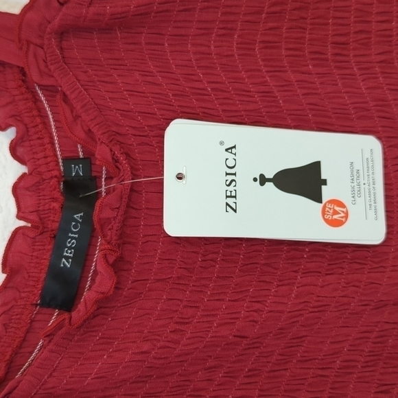 Zesica Smock Cottagecore Maxi Dress Red Sz Medium cottagecore summer bohemian - Picture 10 of 12